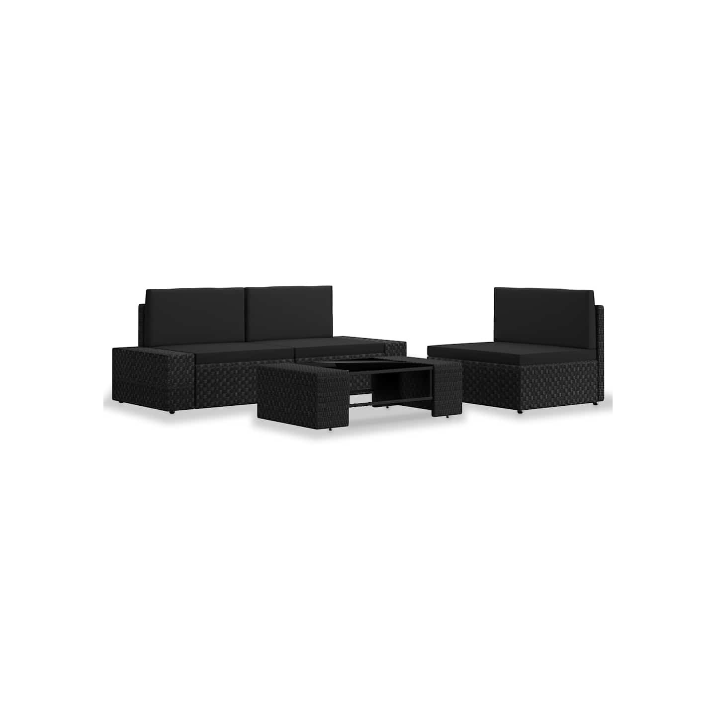 Salon de jardin 4 pcs Résine tressée Noir