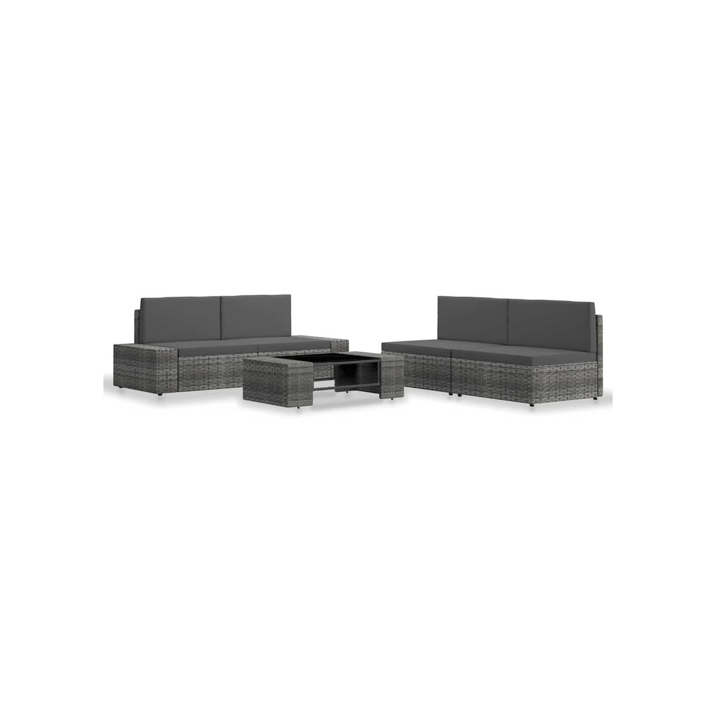 Salon de jardin 5 pcs Résine tressée Gris