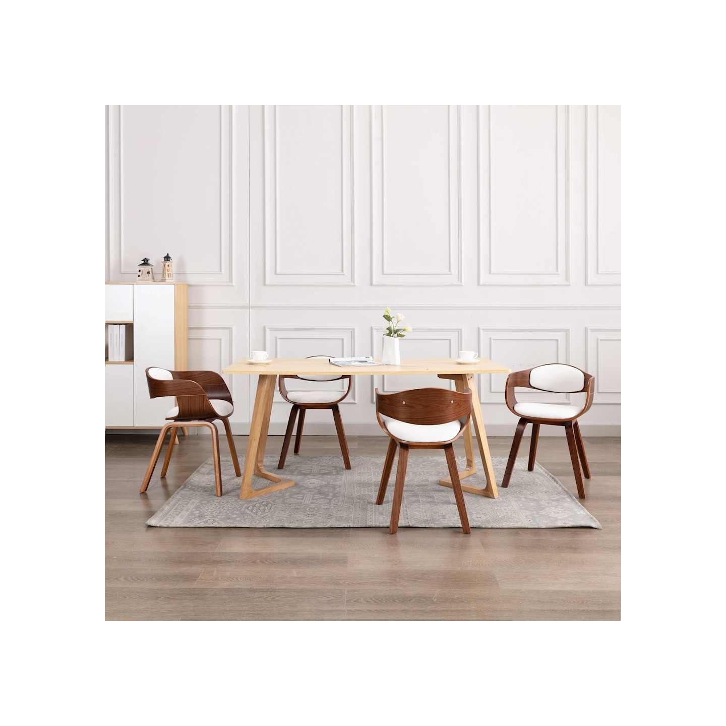 Chaises à manger lot de 4 bois courbé et similicuir