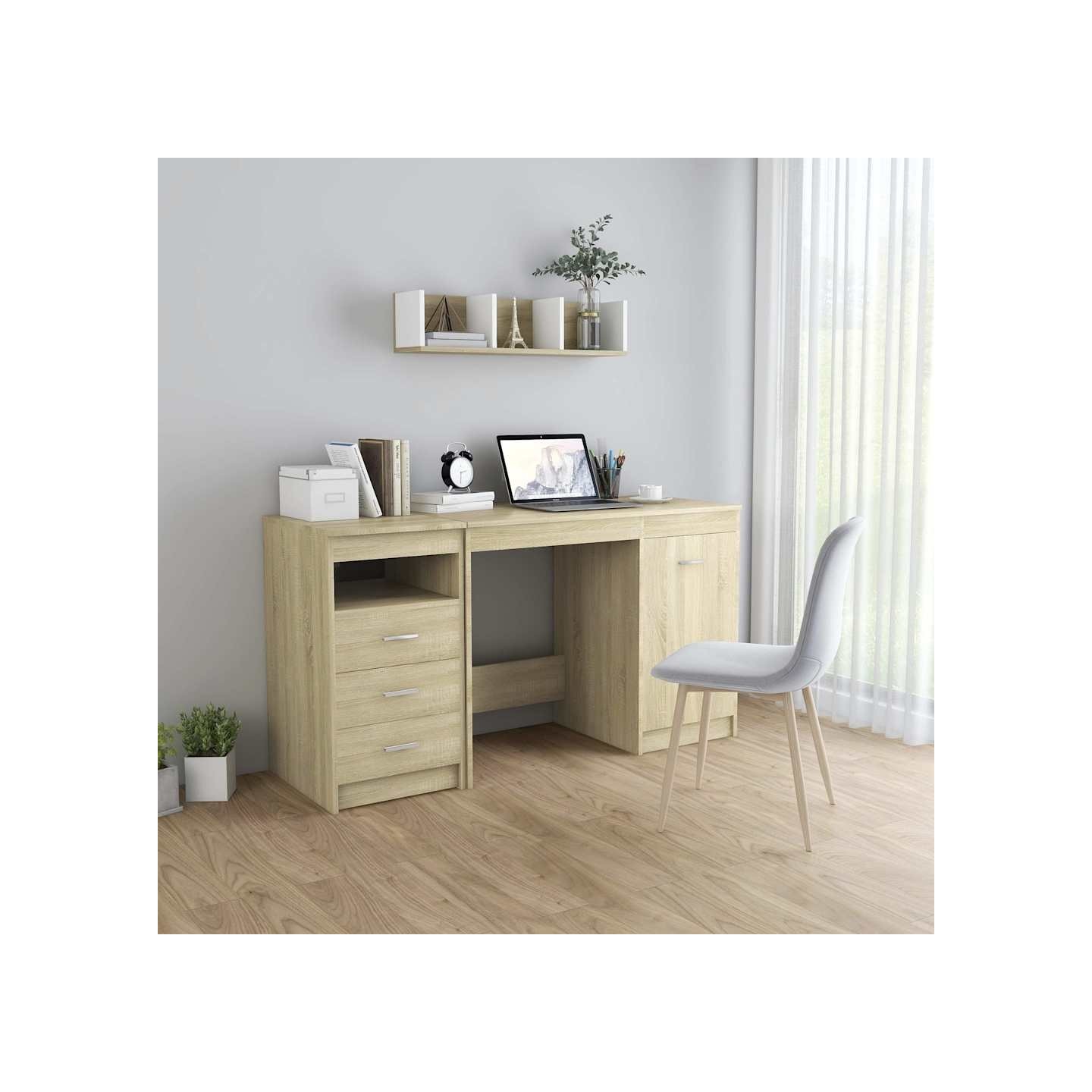 Bureau Chêne sonoma 140x50x76 cm Bois d’ingénierie