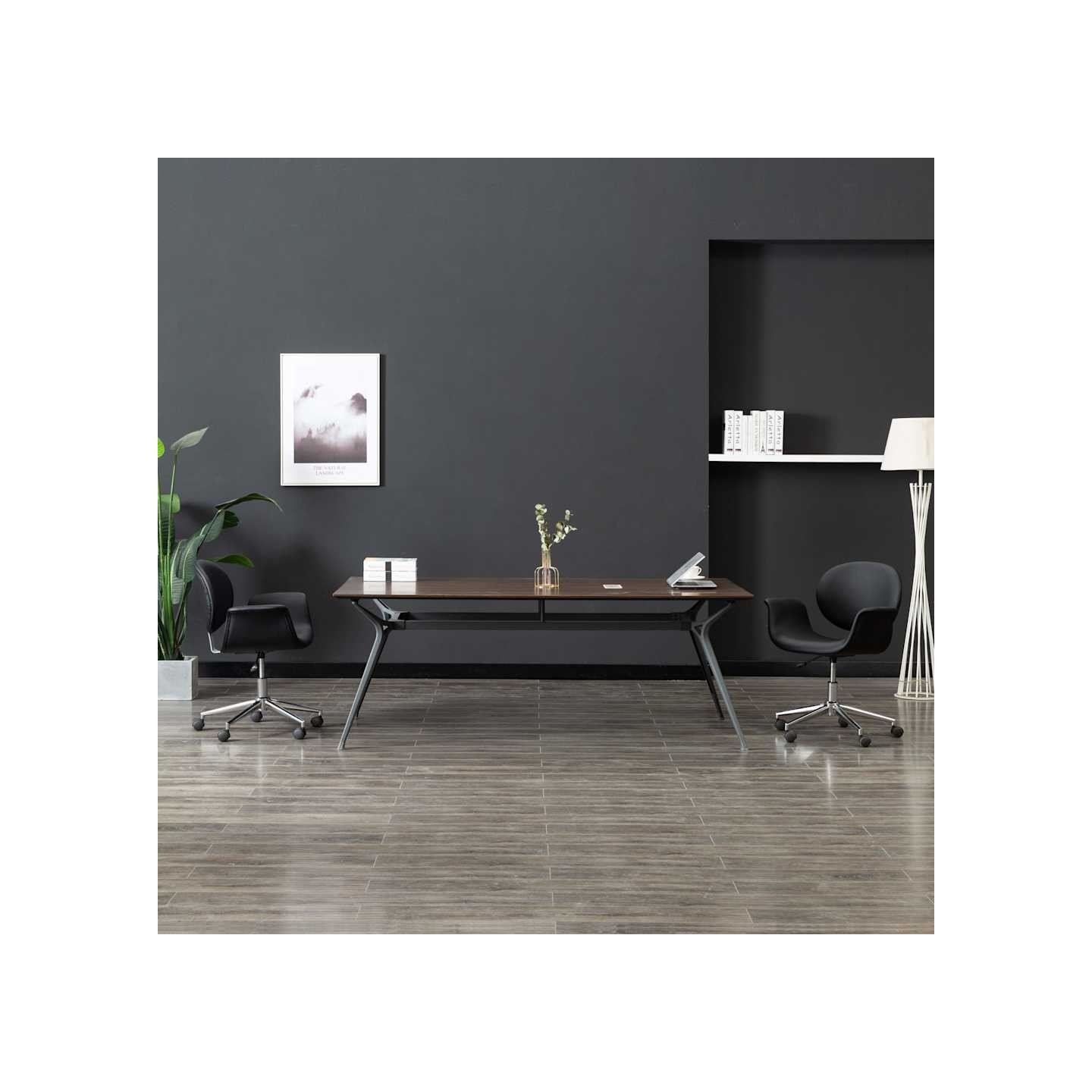 Chaise pivotante de bureau Noir Similicuir