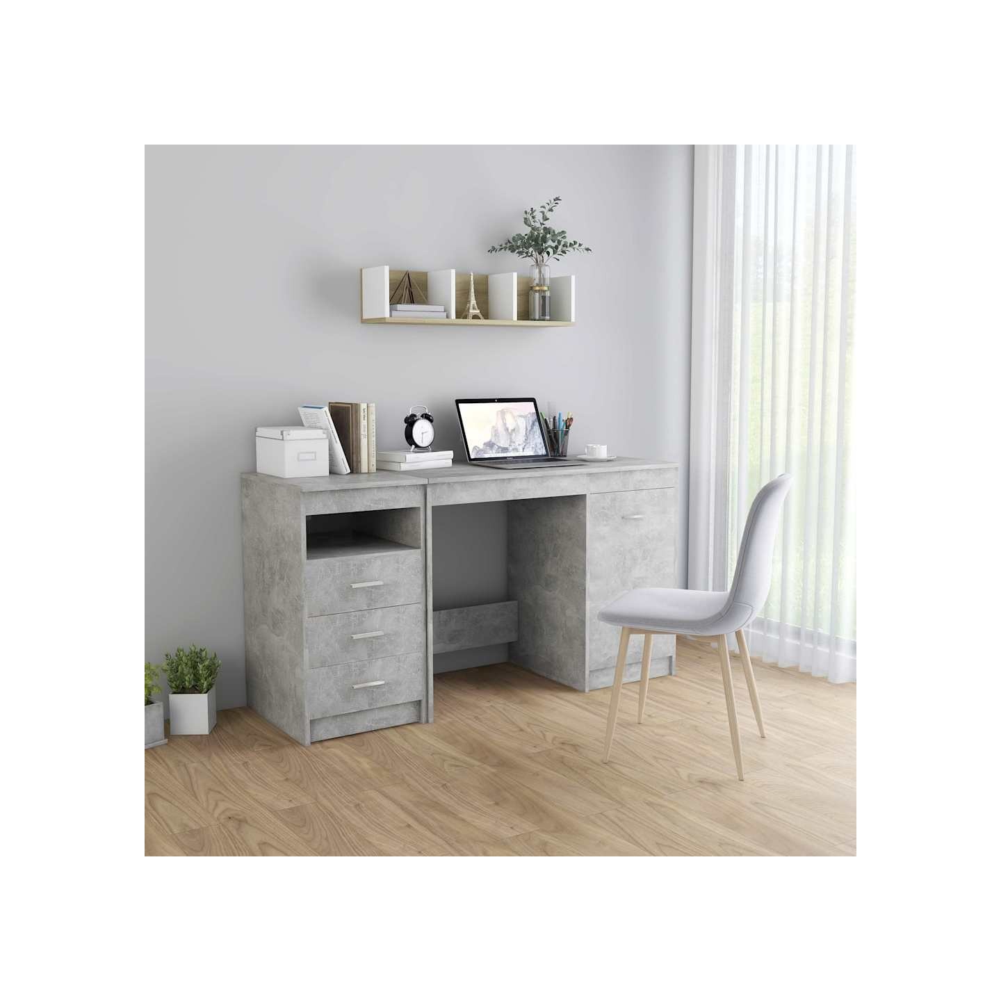 Bureau Gris béton 140x50x76 cm Bois d’ingénierie