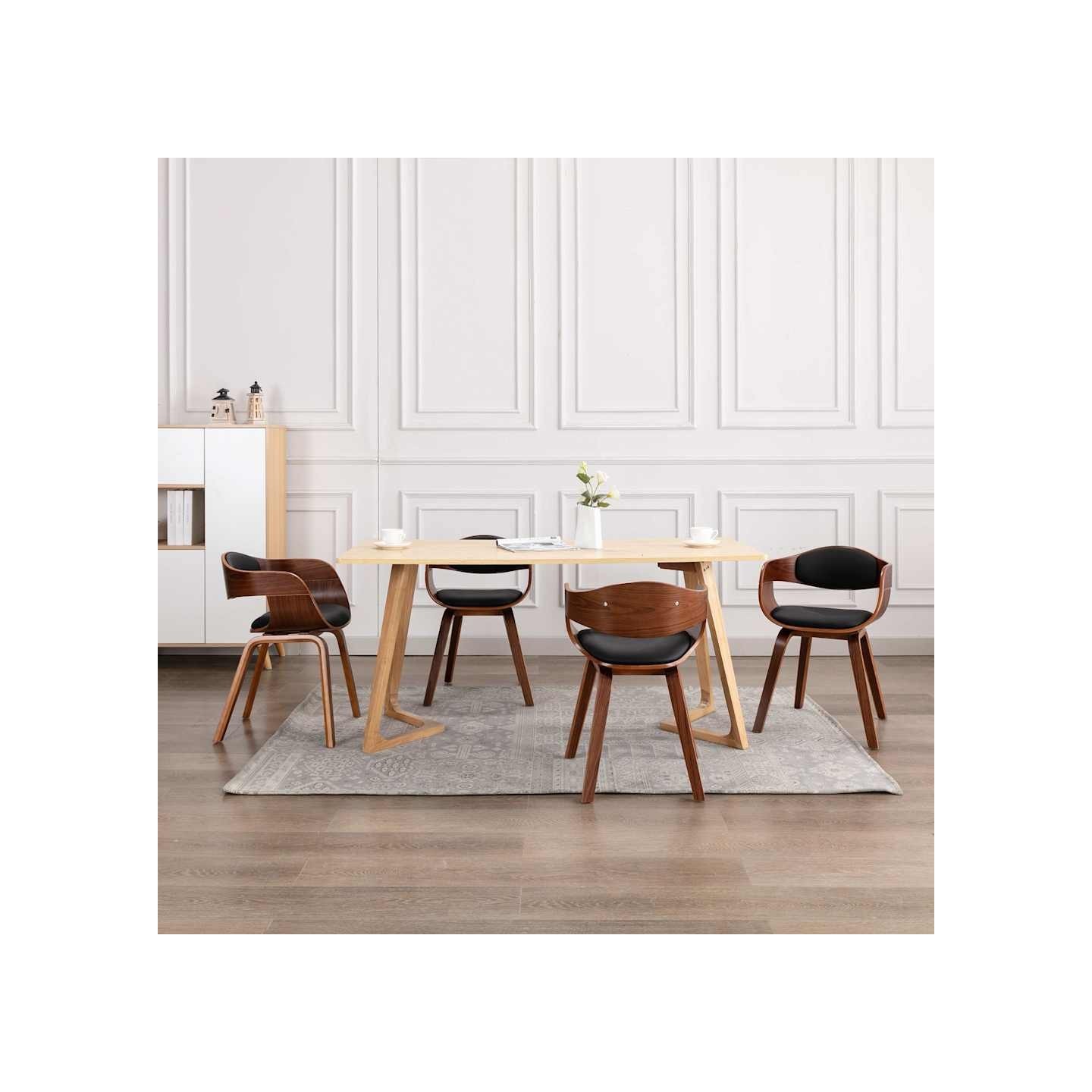 Chaises à manger lot de 4 bois courbé et similicuir