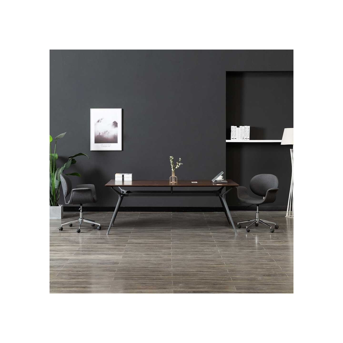 Chaise pivotante de bureau Gris Tissu