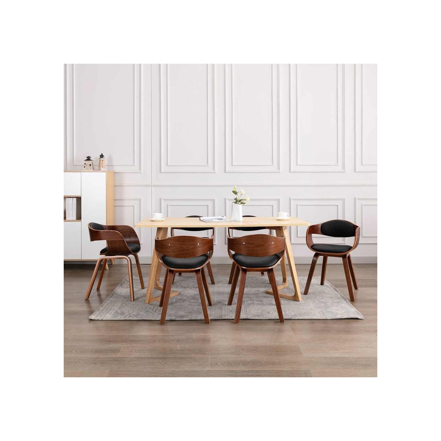 Chaises à manger lot de 6 bois courbé et similicuir