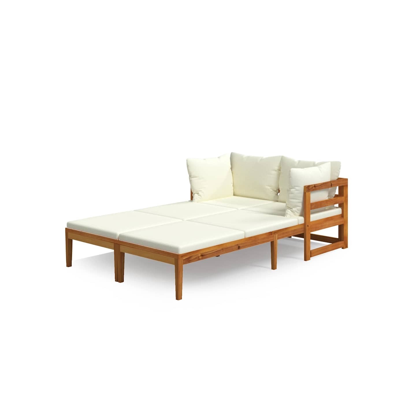 Chaises longues et coussins blanc crème lot de 2 bois d'acacia