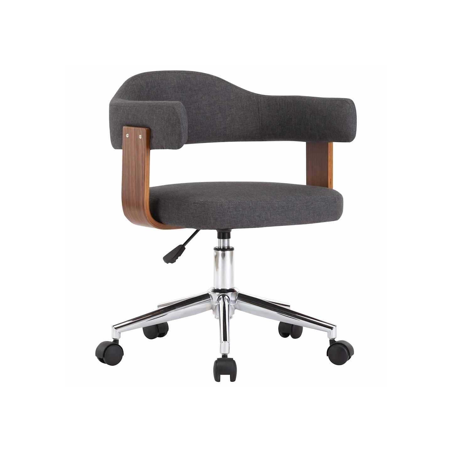 Chaise pivotante de bureau Gris Bois courbé et tissu
