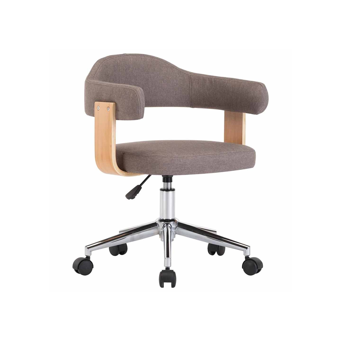 Chaise pivotante de bureau Taupe Bois courbé et tissu
