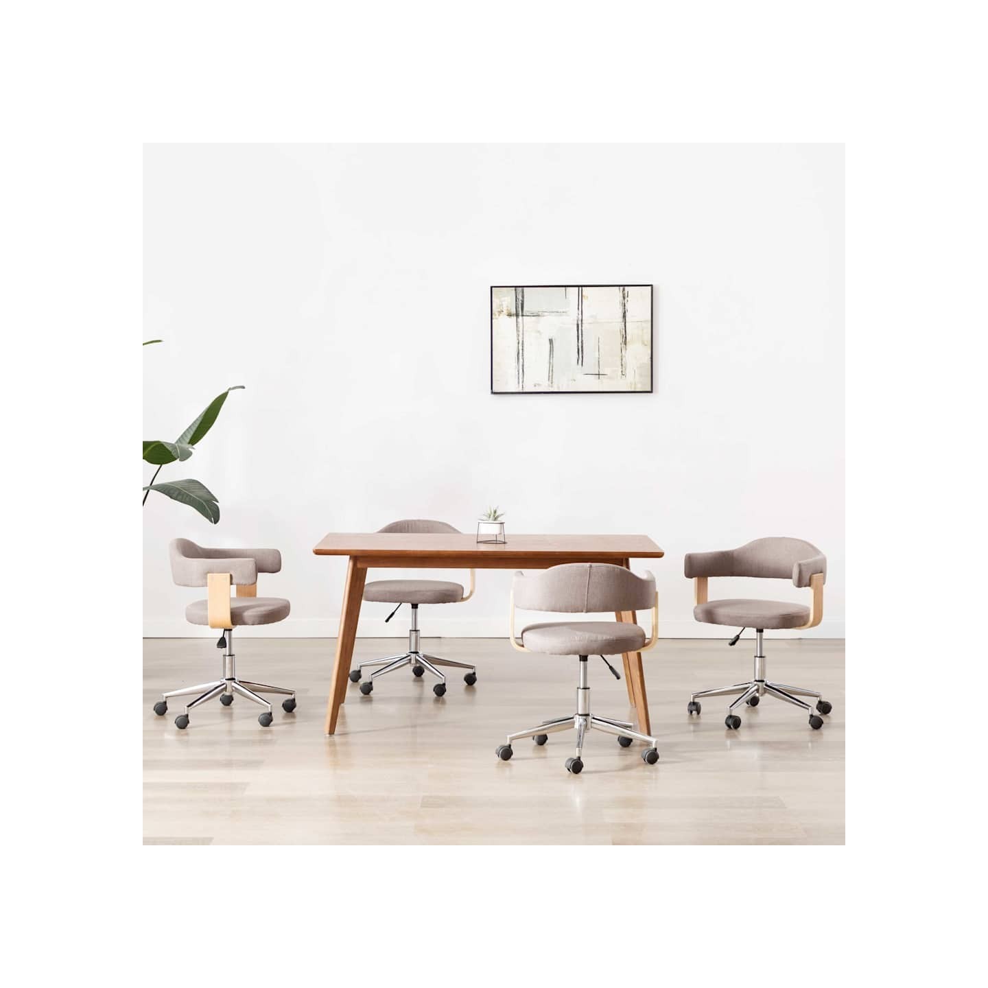 Chaises pivotantes à manger lot de 4 taupe bois courbé et tissu