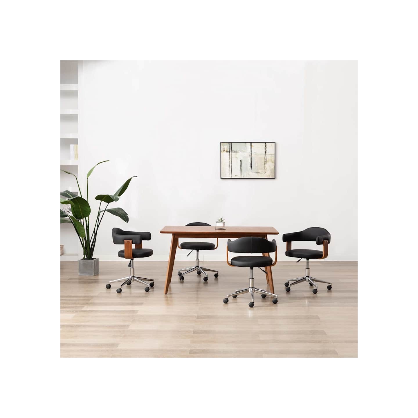 Chaises pivotantes à manger lot de 4 bois courbé et similicuir
