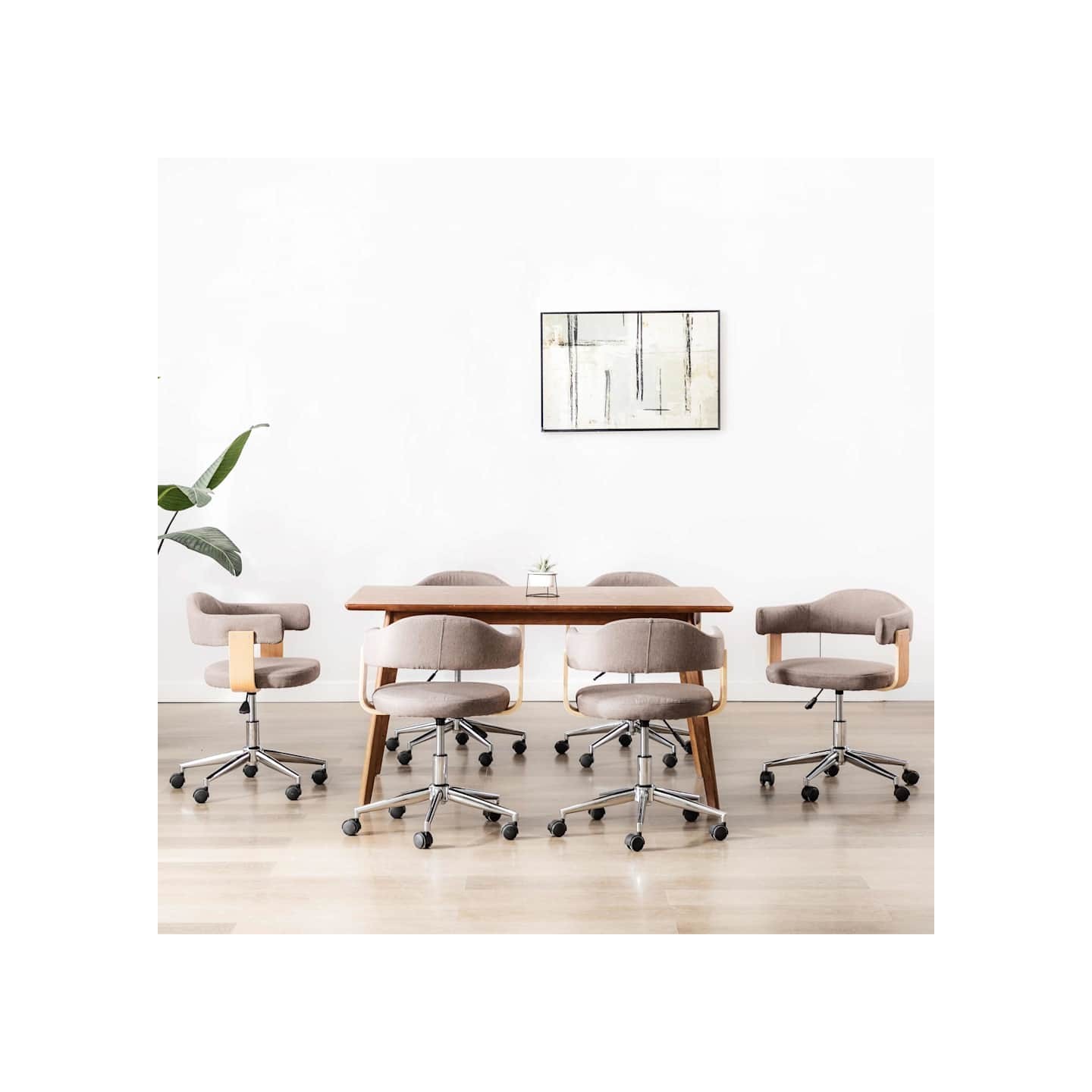 Chaises pivotantes à manger lot de 6 taupe bois courbé et tissu