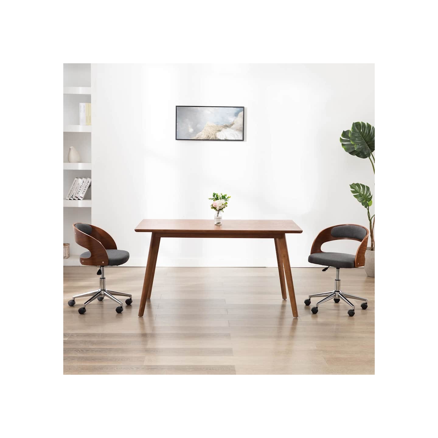 Chaises pivotantes à manger lot de 2 gris bois courbé et tissu