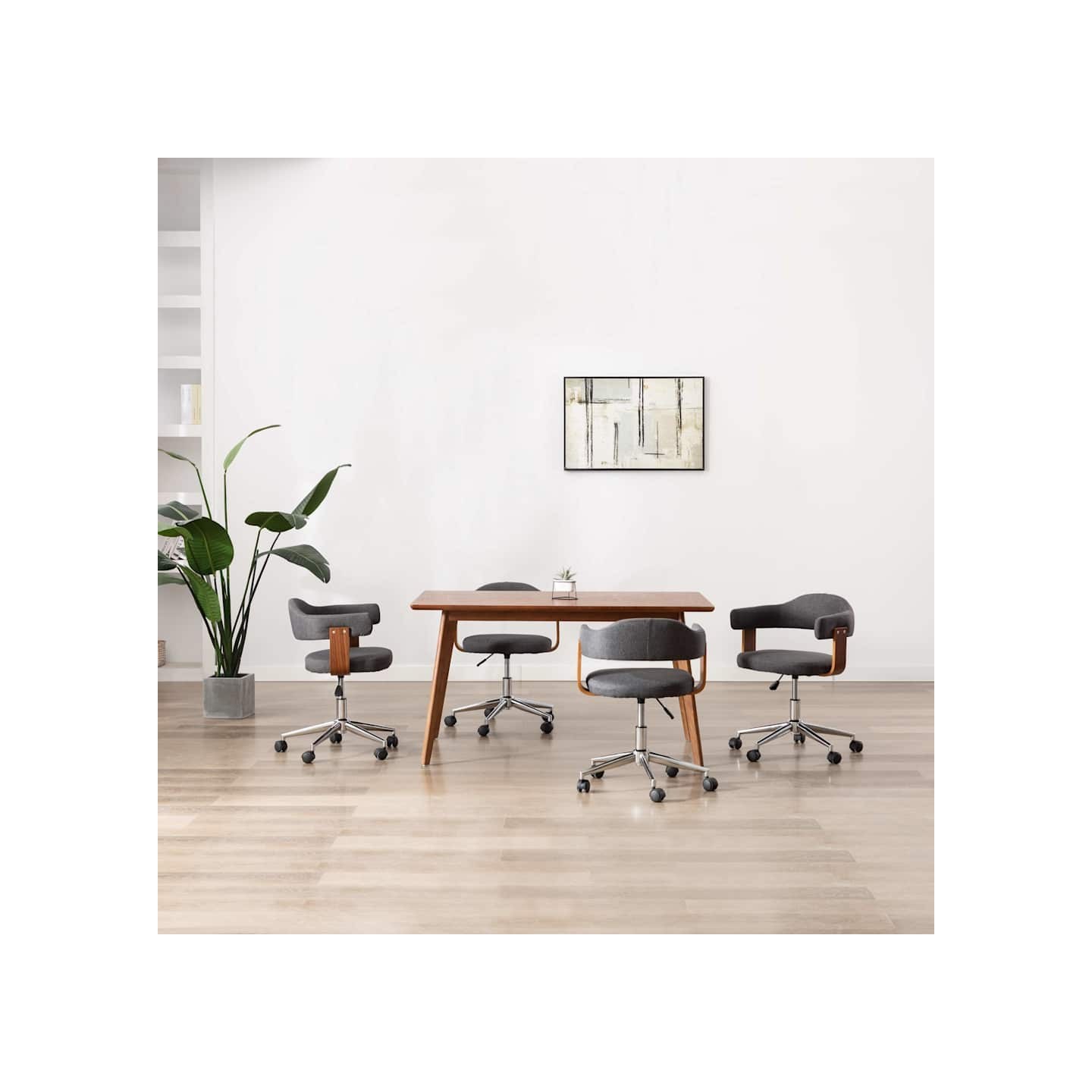 Chaises pivotantes à manger lot de 4 gris bois courbé et tissu