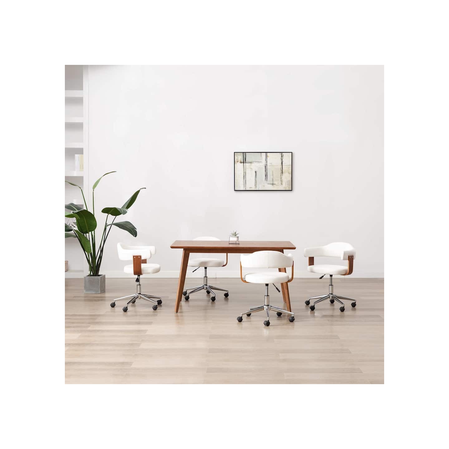 Chaises pivotantes à manger lot de 4 bois courbé et similicuir