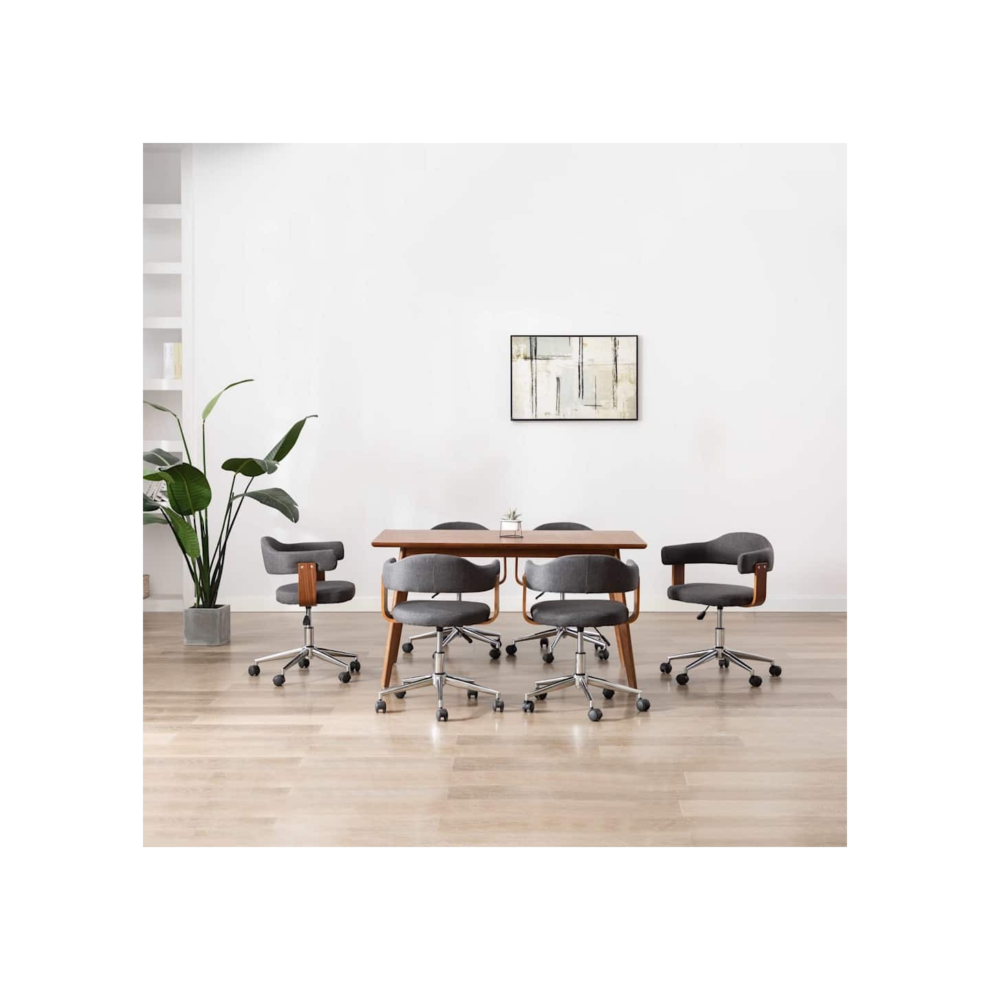 Chaises pivotantes à manger lot de 6 gris bois courbé et tissu