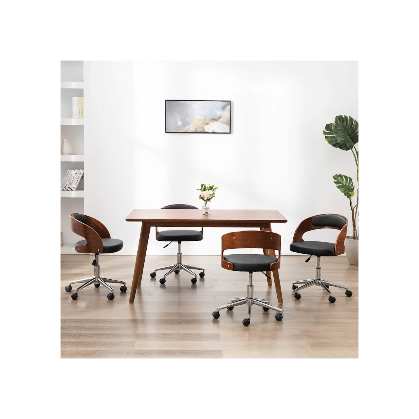 Chaises pivotantes à manger lot de 4 bois courbé et similicuir