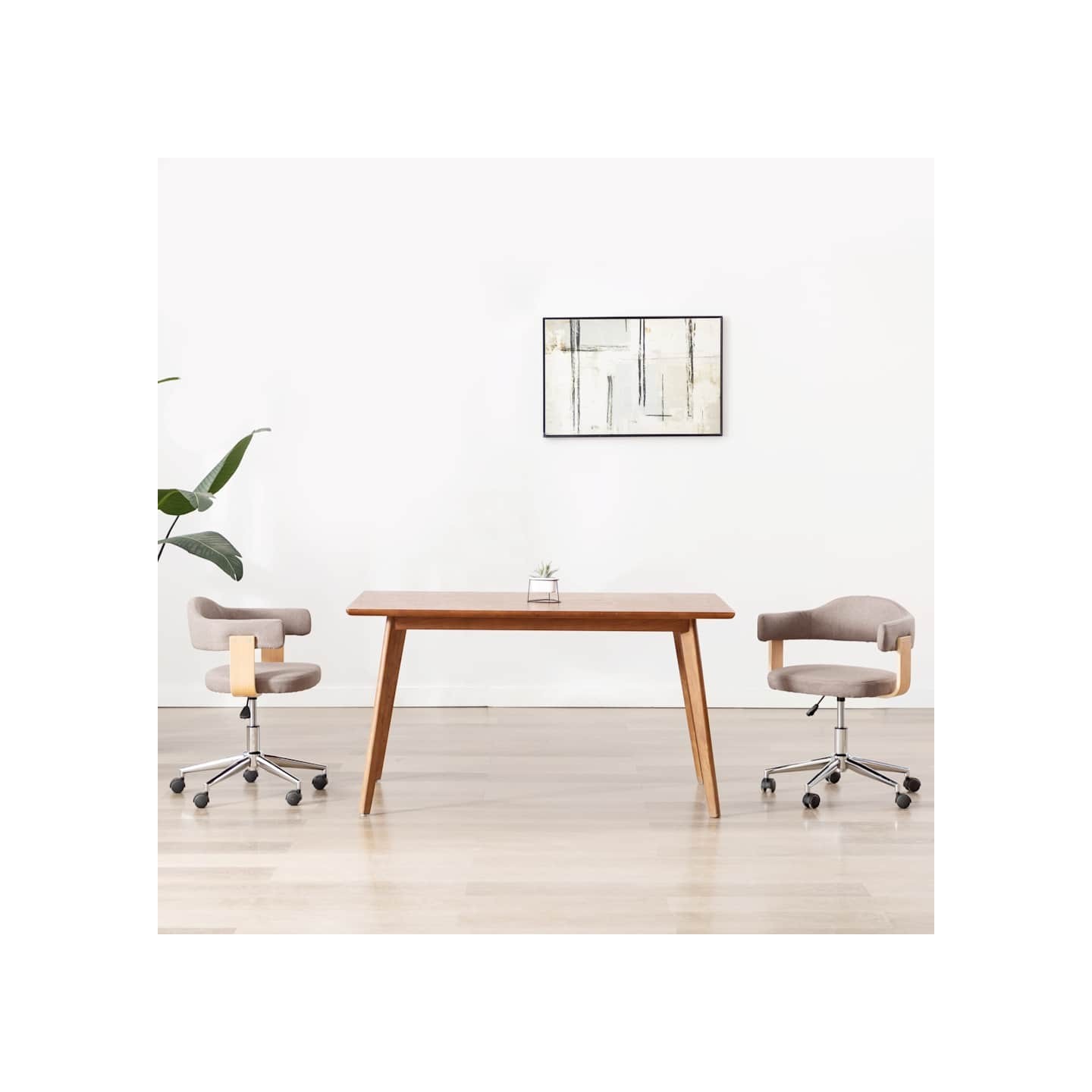 Chaises pivotantes à manger lot de 2 taupe bois courbé et tissu