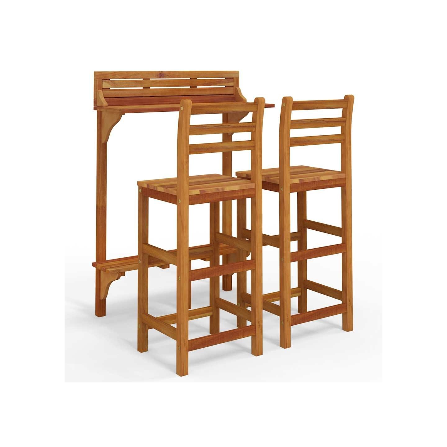 Ensemble de bar de balcon 3 pcs Bois d'acacia massif