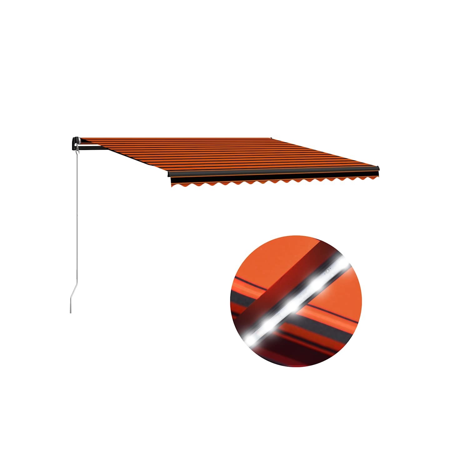 Auvent manuel rétractable avec LED 450x300 cm Orange et marron