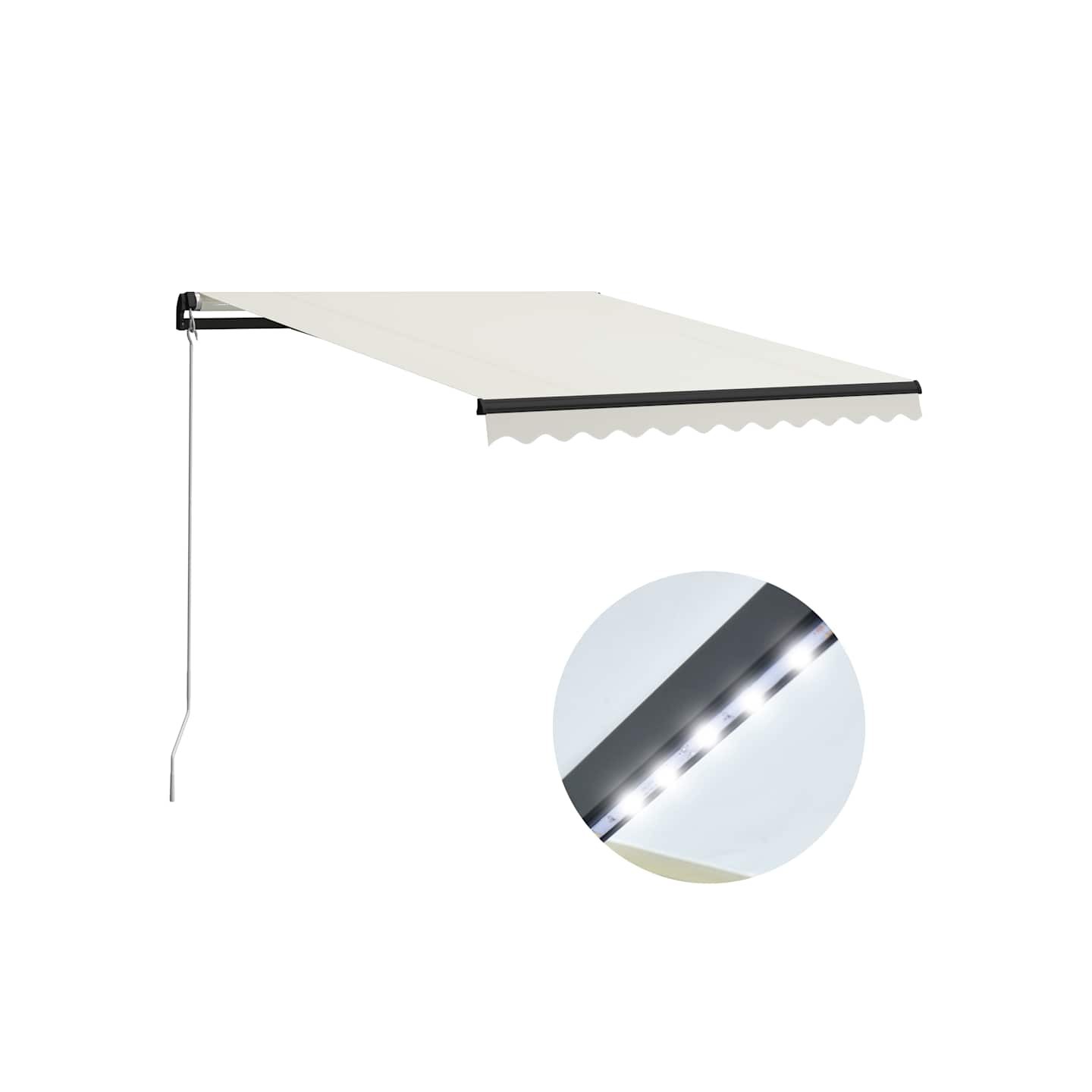 Auvent manuel rétractable avec LED 300x250 cm Crème