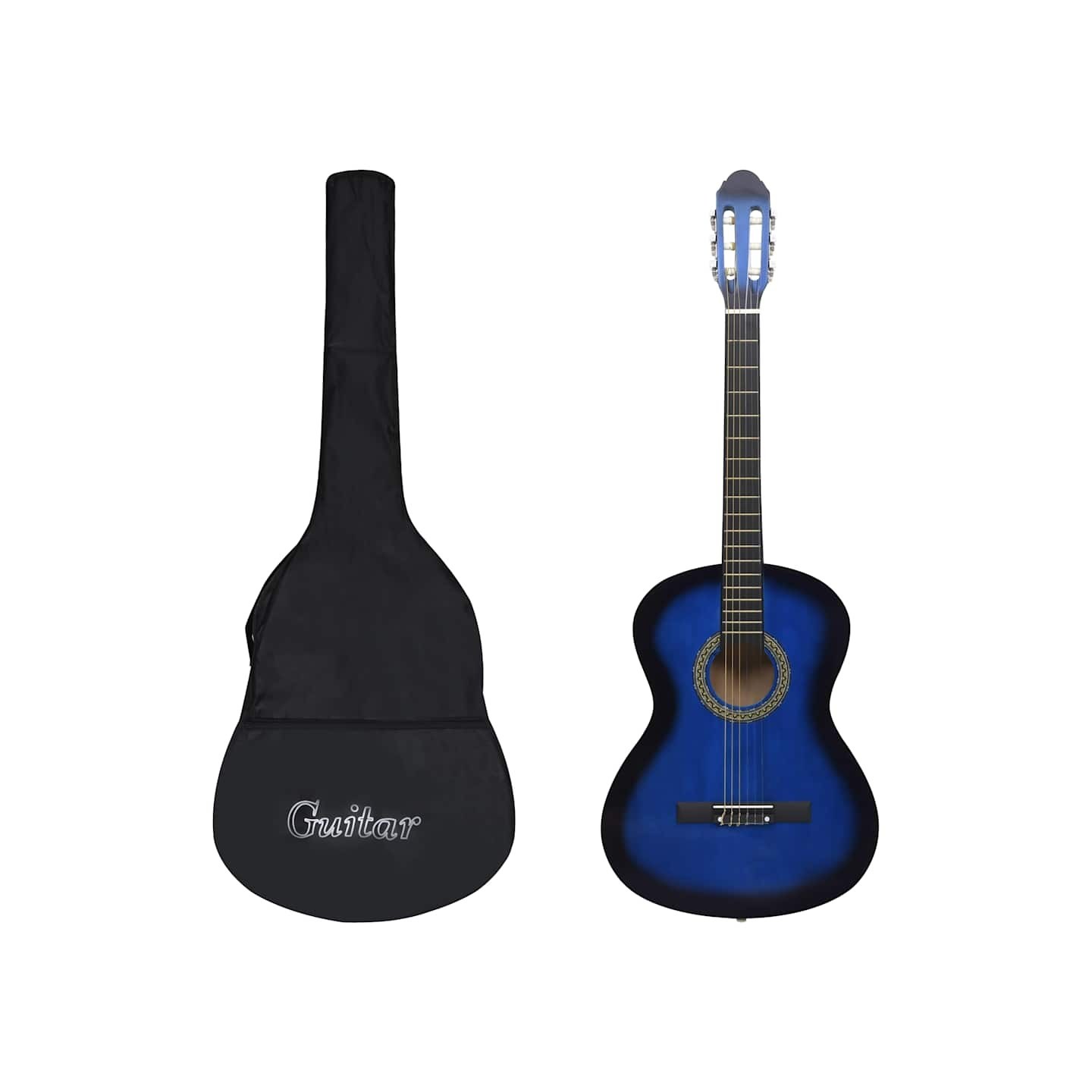 Guitare classique avec sac pour débutants Bleu 4/4 39