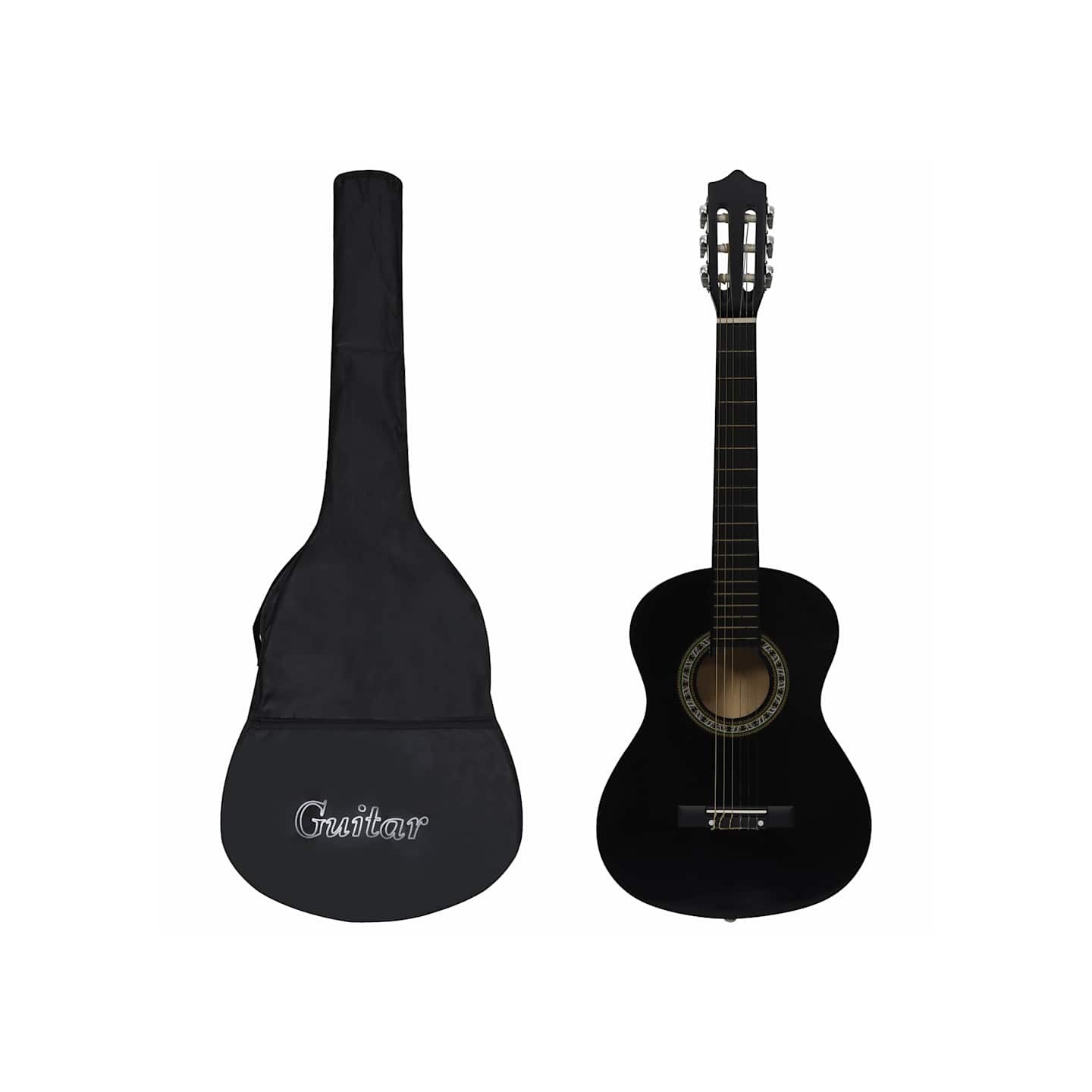 Guitare classique avec sac de débutants et enfants Noir 1/2 34