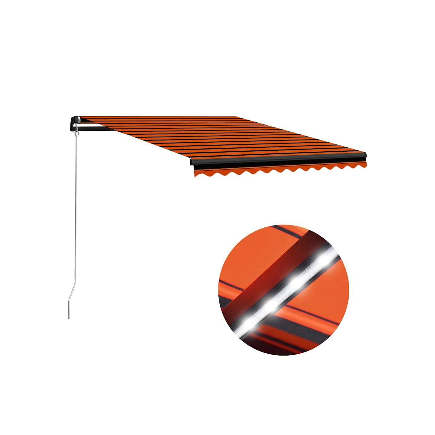 Auvent manuel rétractable avec LED 350x250 cm Orange et marron