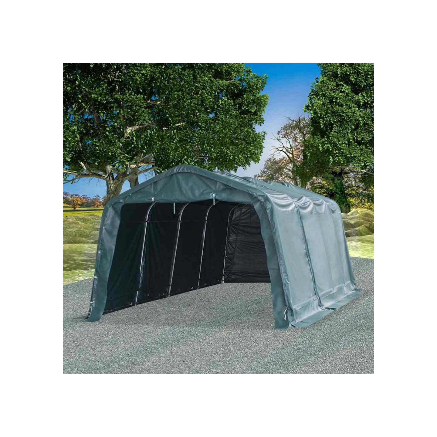Tente amovible pour bétail PVC 550 g/m² 3,3 x 6,4 m Vert foncé