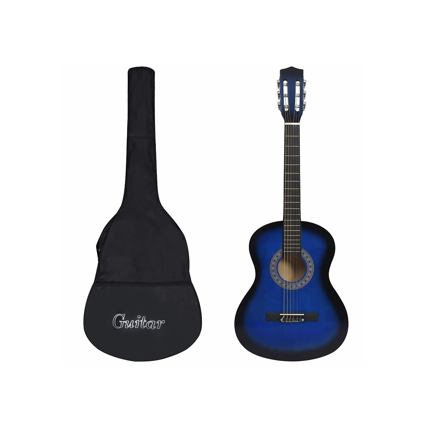 Guitare classique avec sac pour débutants Bleu 3/4 36