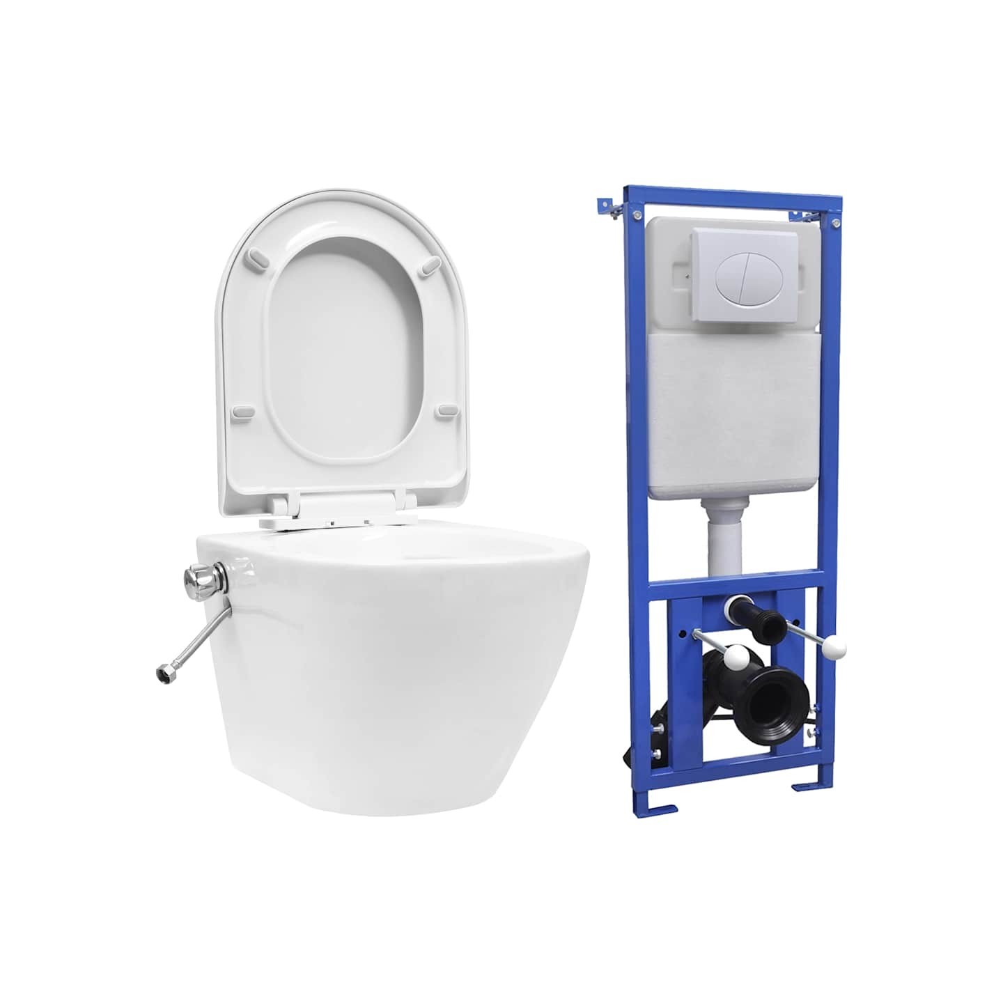 Toilette murale sans rebord et réservoir caché Céramique Blanc