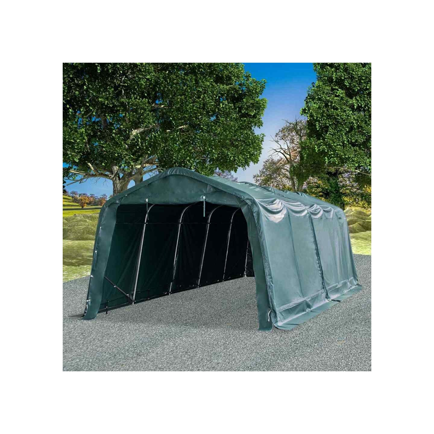 Tente amovible pour bétail PVC 550 g/m² 3,3 x 8 m Vert foncé