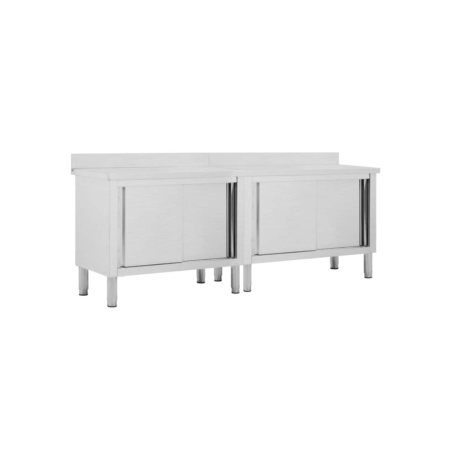 Tables avec portes coulissantes 2 pcs 240x50x(95-97) cm Inox