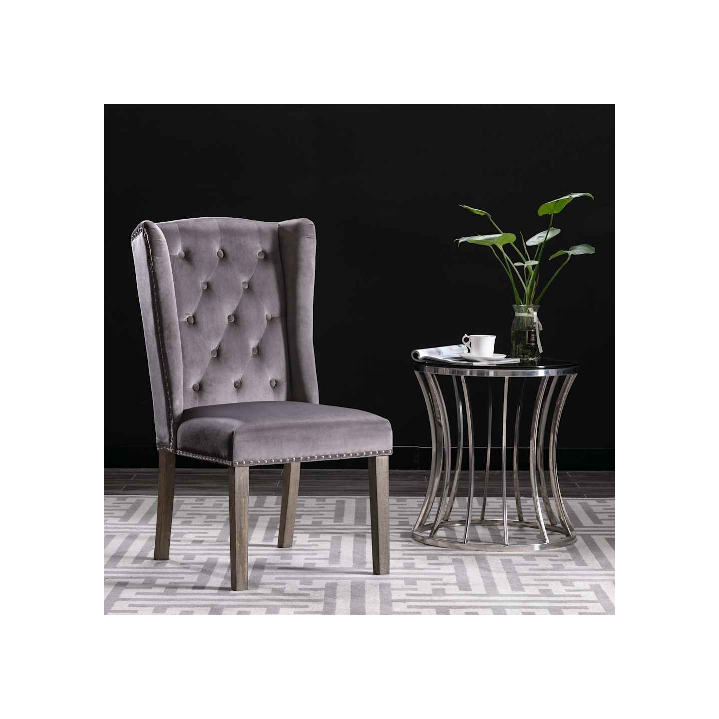 Chaises à manger lot de 2 gris velours
