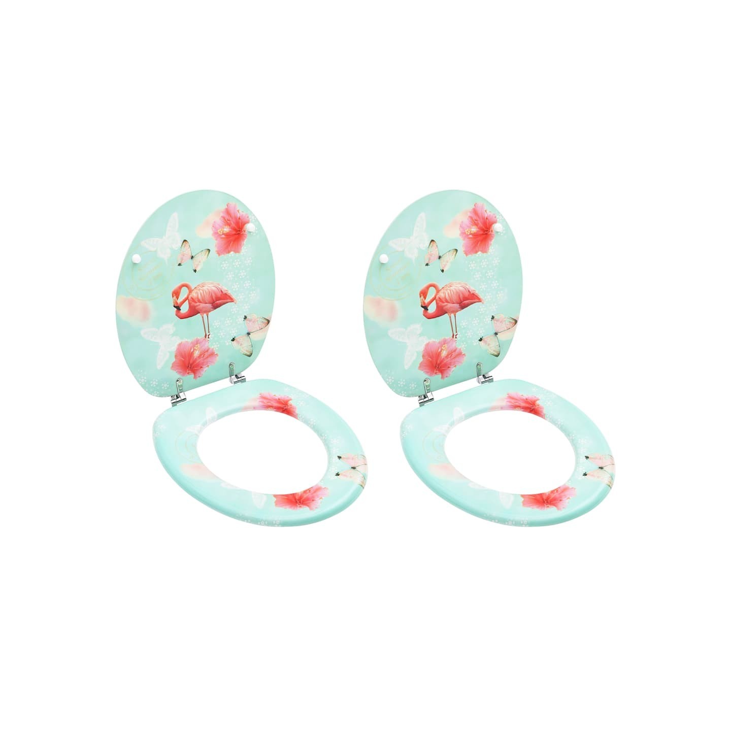 Sièges de toilette avec couvercle 2 pcs MDF Design de flamant