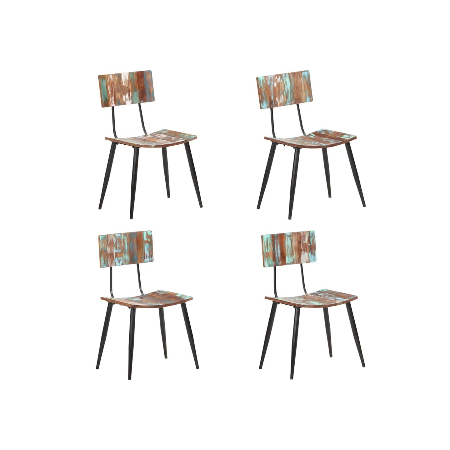 Chaises à manger lot de 4 bois de récupération solide