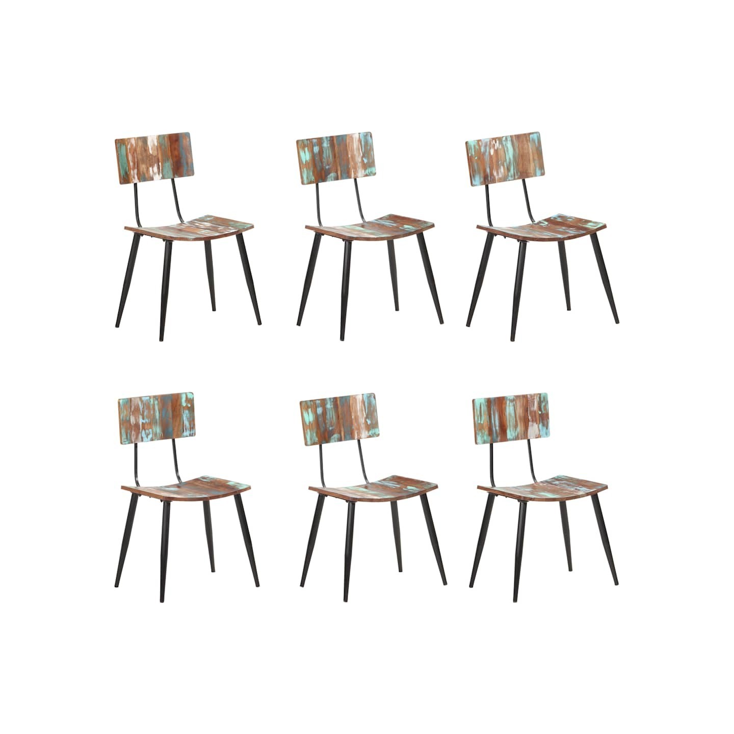 Chaises à manger lot de 6 bois de récupération solide