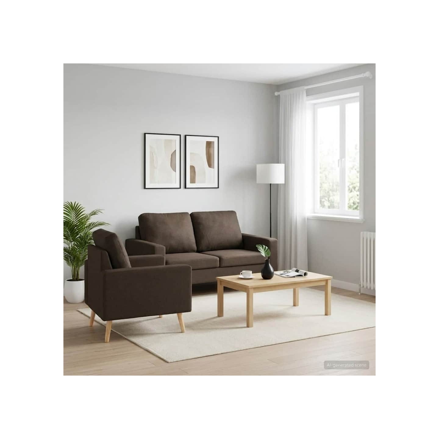 Ensemble de canapés 2 pcs Tissu Marron