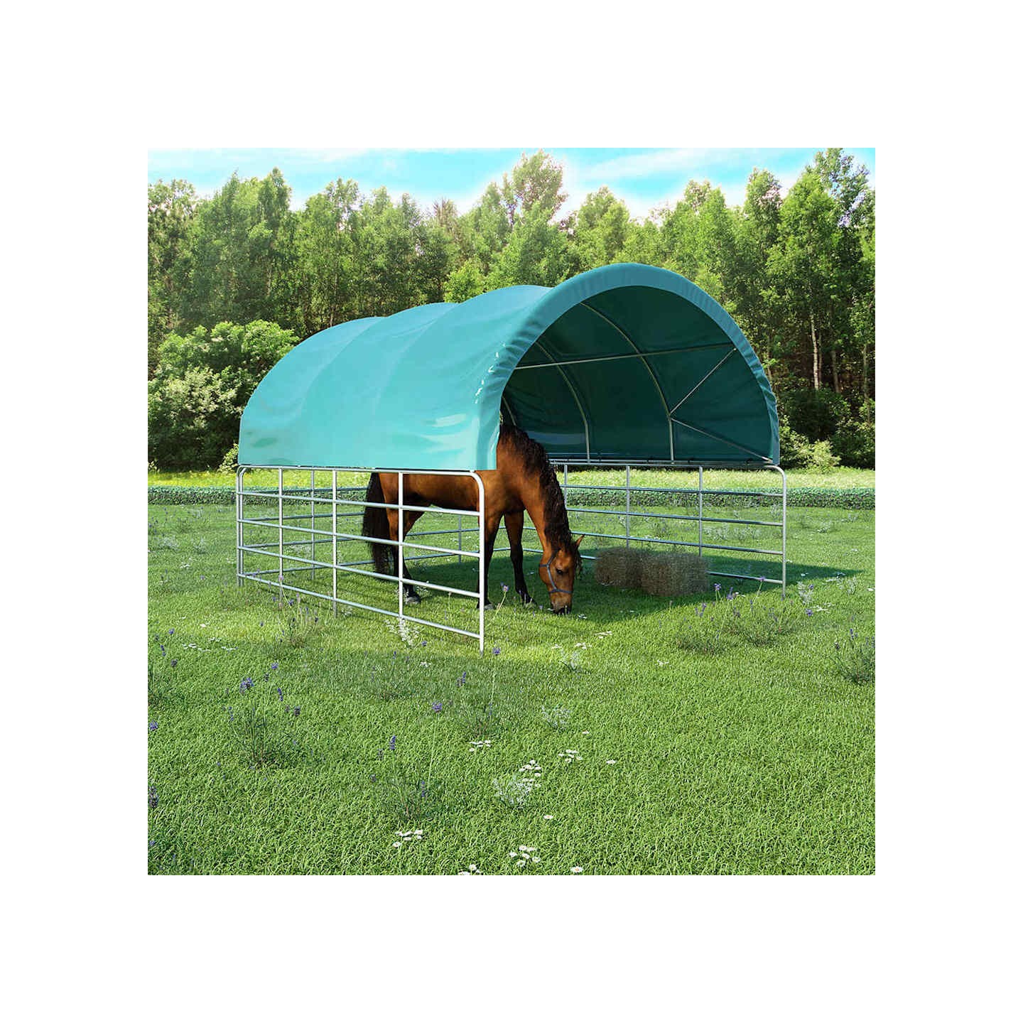 Tente pour bétail PVC 3,7x3,7 m Vert