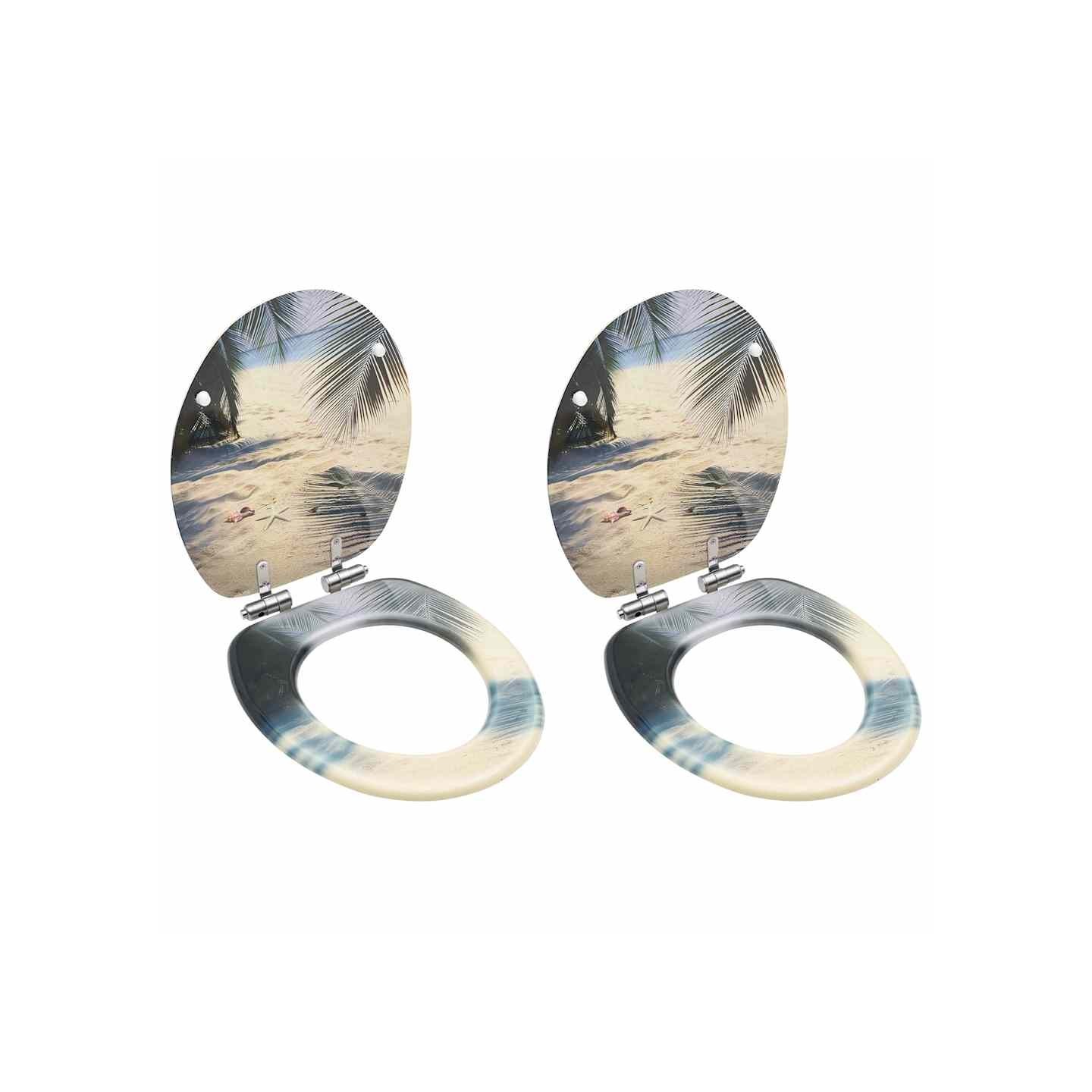 Sièges WC et couvercle à fermeture en douceur 2 pcs MDF Plage