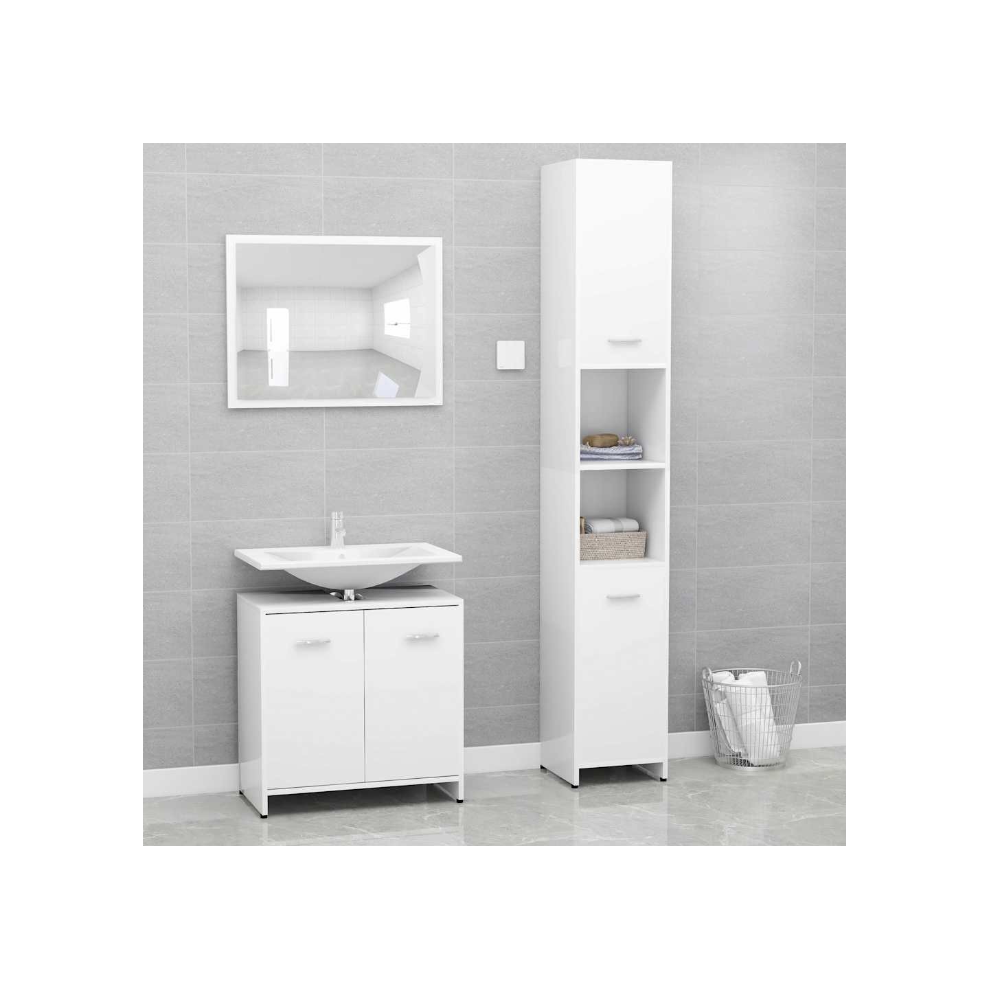 Ensemble de meubles de bain 3 pcs Blanc Bois d'ingénierie