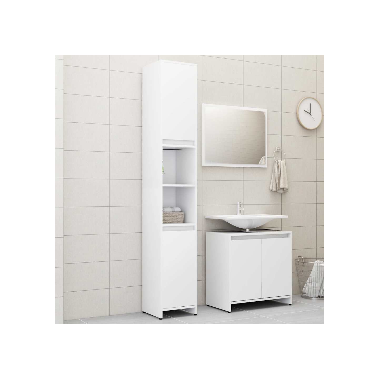 Ensemble de meubles de bain 3 pcs Blanc Bois d'ingénierie