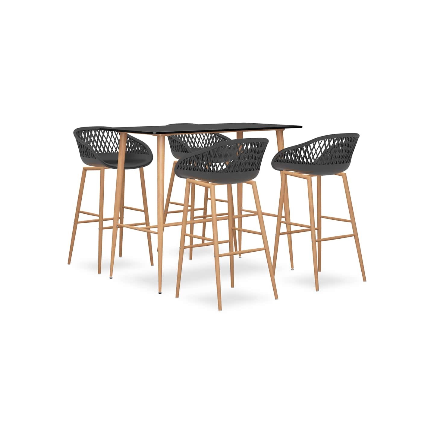 Ensemble de bar 5 pcs Noir et gris