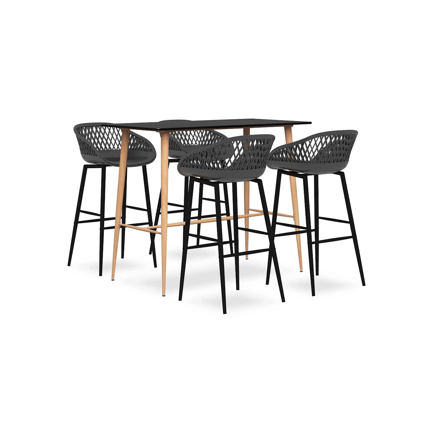 Ensemble de bar 5 pcs Noir et gris