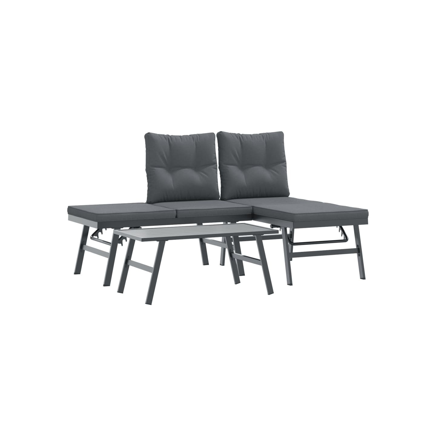 Ensemble de bancs de jardin avec coussins 3 pcs noir