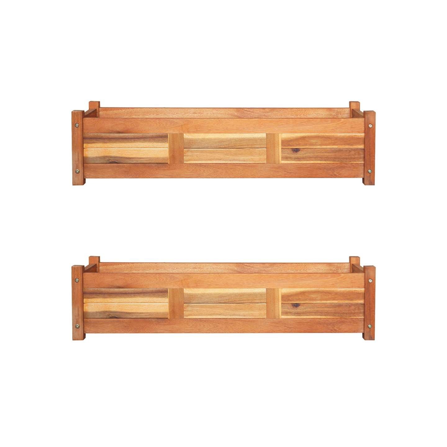 Lits surélevés de jardin 2 pcs Bois d'acacia 100x30x25 cm