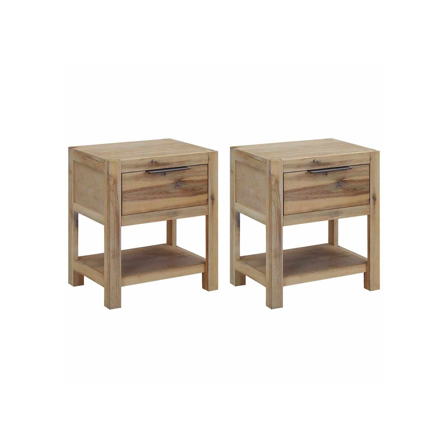 Tables de chevet avec tiroirs 2 pcs 40x30x48 cm Acacia solide