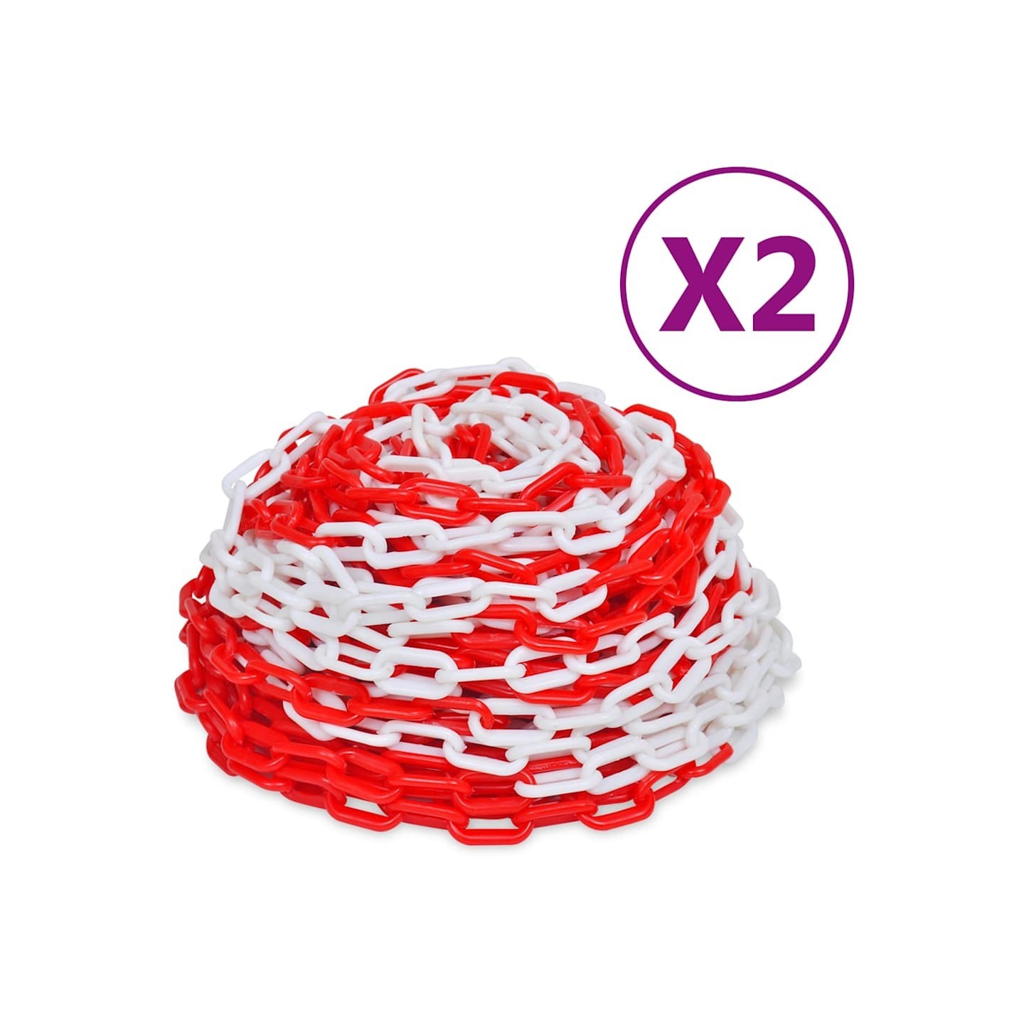 Chaînes d'avertissement 2 pcs Rouge et blanc Plastique 30 m