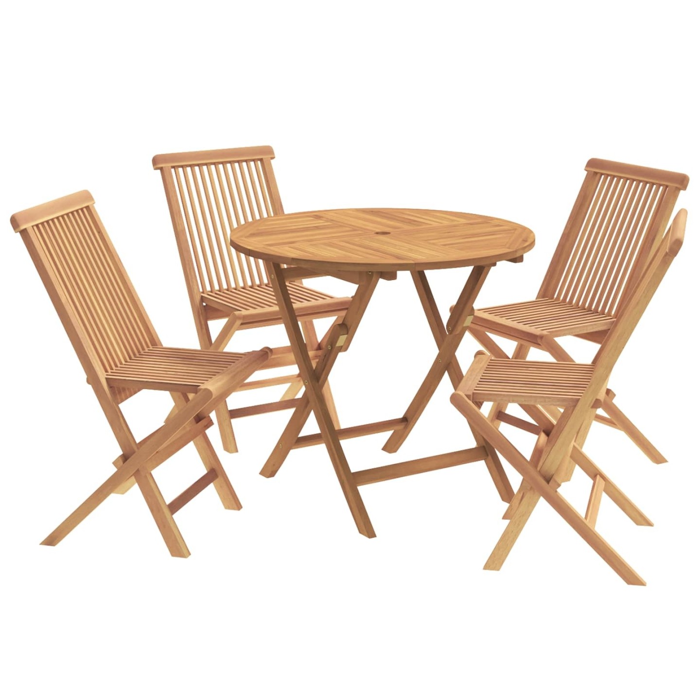 Ensemble bistro de jardin pliant 5 pièces Naturel