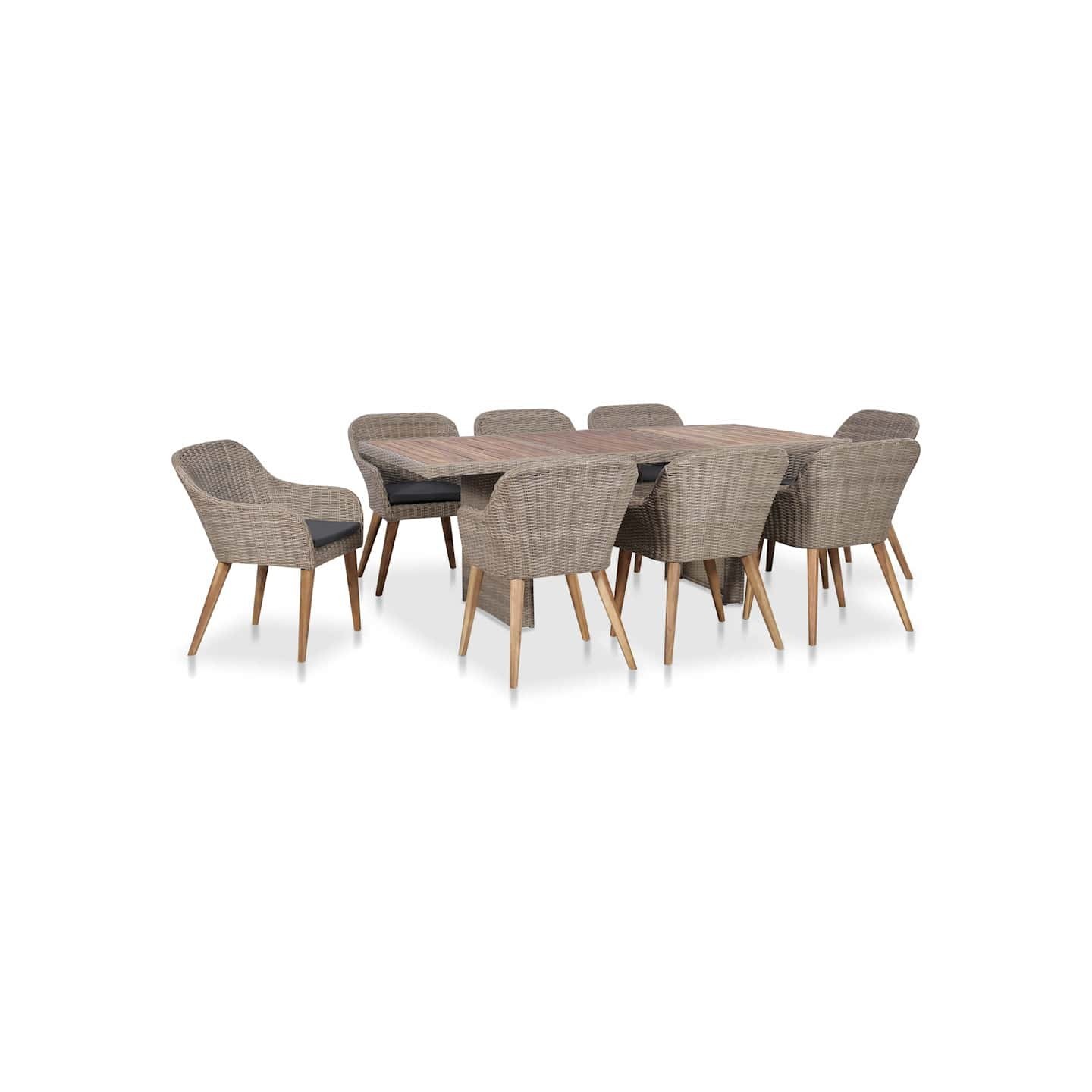 Salon de jardin avec coussins 9 pcs Résine tressée
