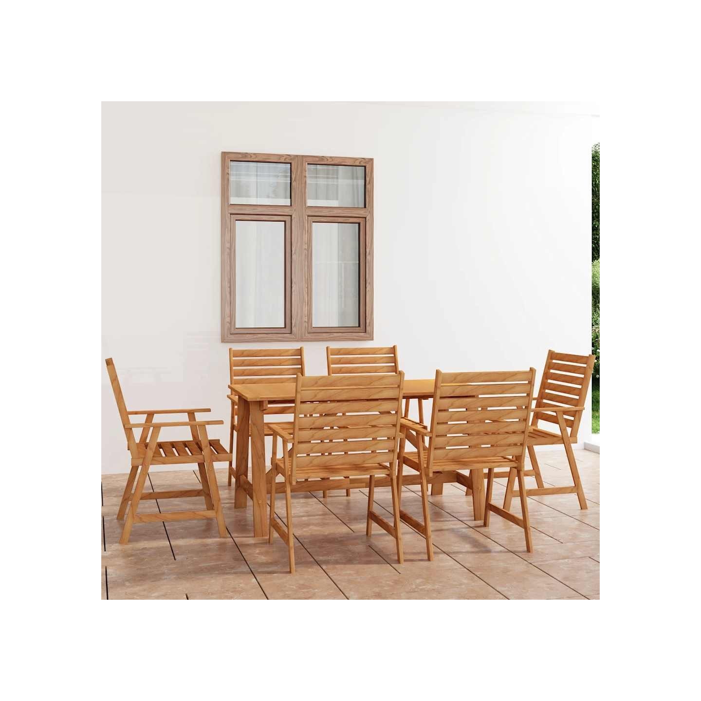 Ensemble à manger de jardin 7 pcs Bois d'acacia solide